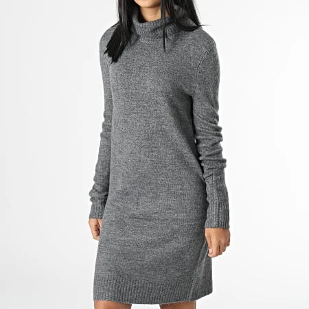 ONLY Robe Pull Femme Col Roulé Elanor Gris Chiné 3 ONLY Robe Pull Femme Col Roulé Elanor Gris Chiné