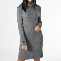 ONLY Robe Pull Femme Col Roulé Elanor Gris Chiné 8 ONLY Robe Pull Femme Col Roulé Elanor Gris Chiné -Promos Sublisane Magasin only 344393 15265240 DARK GREY MEL 20221104T160339 03