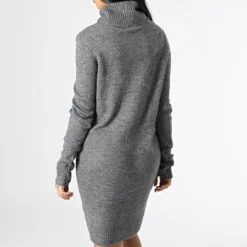 ONLY Robe Pull Femme Col Roulé Elanor Gris Chiné 9 ONLY Robe Pull Femme Col Roulé Elanor Gris Chiné -Promos Sublisane Magasin only 344393 15265240 DARK GREY MEL 20221104T160340 04