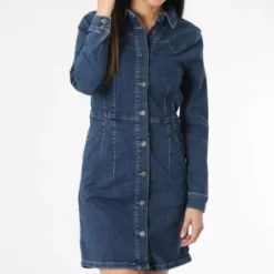 ONLY Robe Jean Femme Manches Longues Rika Bleu Denim