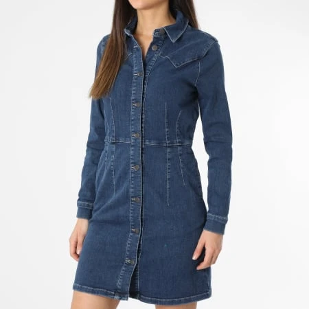 ONLY Robe Jean Femme Manches Longues Rika Bleu Denim 5 ONLY Robe Jean Femme Manches Longues Rika Bleu Denim – Image 3