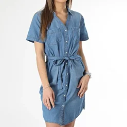 ONLY Robe Jean Femme Manches Courtes Saint Bleu Denim -Promos Sublisane Magasin only 359515 15196698 MEDIUM BLUE DENIM 20230303T142113 03