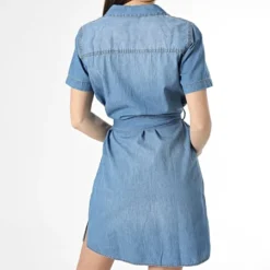 ONLY Robe Jean Femme Manches Courtes Saint Bleu Denim -Promos Sublisane Magasin only 359515 15196698 MEDIUM BLUE DENIM 20230303T142114 04