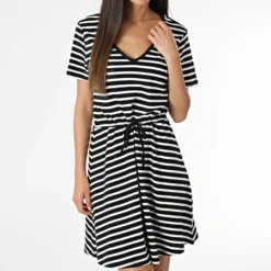 ONLY Robe Femme May Noir Blanc