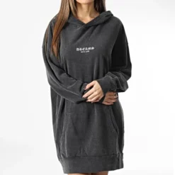 SIXTH JUNE Robe Sweat Capuche Femme W33632VSW Gris Anthracite -Promos Sublisane Magasin sixth june 343228 W33632VSW DGRE 20221117T100132 04