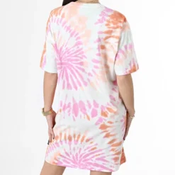 Vans Robe Tee Shirt Femme Center Vee Rose Orange Blanc -Promos Sublisane Magasin vans 363658 0046Q WHT 20230329T152656 04