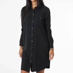 Vero Moda Robe Chemise Femme Silla Noir -Promos Sublisane Magasin vero moda 329113 10206339 BLACK 20220811T155255 03