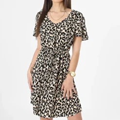 Vero Moda Robe Femme Easy Beige Léopard