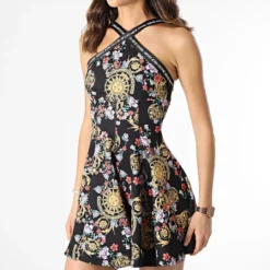 Versace Jeans Couture Robe Femme Print Sunflower 72HAO903 Noir Renaissance Floral -Promos Sublisane Magasin versace jeans couture 296613 72HAO903 NS088 G53 20220324T163123 03